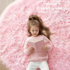 Amdrebio Pink Small Furry Circle Area Rug 3Ft - Image 8