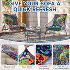 CALBODE 12Pcs Stretch Patio Cushion Cover, Boho Floral Couch & Sofa Slipcovers - Image 3