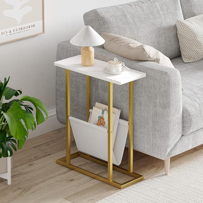 Yusong Small Narrow Side Table for Small Spaces, 17.7" W Slim End Table - Image 2