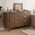 Decofy Fluted 6 Drawers Dresser, Curved Profile & Sturdy Legs, Wood TV Stand - Image 7