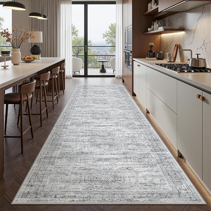 2'6 x 10' Runner Rug Non Slip, Washable Kitchen Rugs, Living Room, Long Rug by Restydon