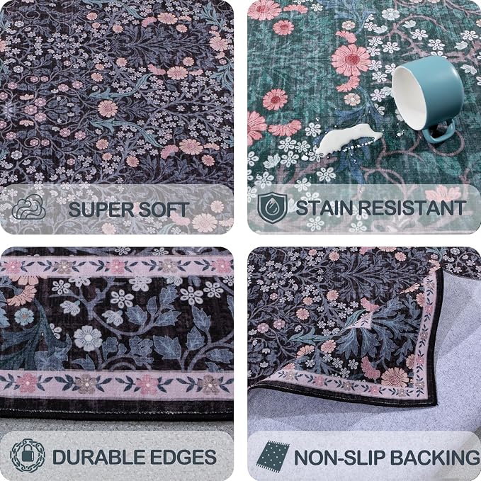 4x6 Area Rug for Bedroom Beside Rug, Laundry Room, Washable Non-Slip Low Pile - Image 6