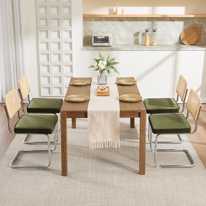 Zesthouse Mid Century Modern Dining Chairs Set of 4, Natural Rattan Dining by Zesthouse