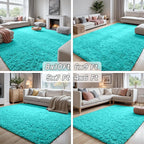 4x6 Fluffy Shag Area Rugs for Living Room Bedroom: Soft Carpet Teal Blue | - Image 7