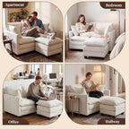 Loveseat Sofa with Ottoman, Cloud 3-Layer Cushion & 27" Deep Seat Modern Small - Image 9