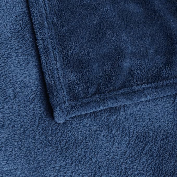 BEDELITE Fleece Blanket Soft Plush Queen Size Bed Blanket Navy 90"x90" | Ultra - Image 6