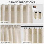 Linen Curtains 96 Inches Long for Living Room Modern Farmhouse Decor Light - Image 2