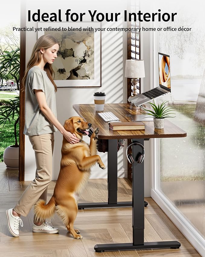 BIZUM Electric Standing Desk 63 x 24 Inch Computer Desk-Gaming Desk Dark Walnut - Image 5