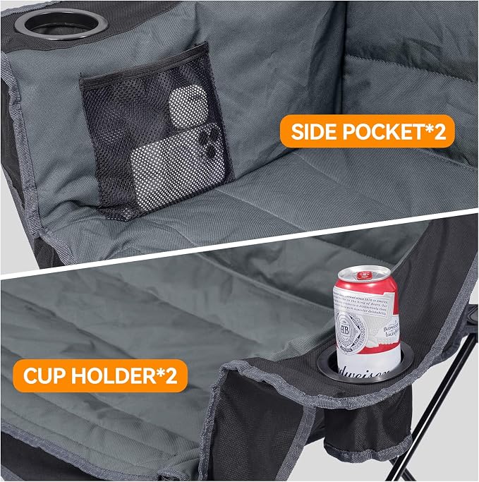 Huskfirm 3 Person Camping Chairs Folding Double Camping Chair Portable - Image 5