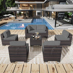 Outdoor Patio Furniture Set, 7 Pieces Outdoor Sectional Furniture Patio Sofa by ASJMR