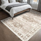 Washable Neutral Farmhouse Living Room Rug, 5x8 Area Rugs - Image 3