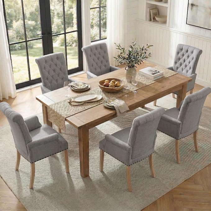 Modern Upholstered Fabric Dining Chairs Set of 2, Accent Chairs - Image 4