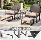 Tangkula 5 Pieces Wicker Patio Conversation Set, Outdoor PE Rattan Chair - Image 9