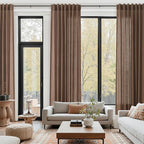 Caramel Brown Linen Curtains for Living Room 94 Inches Long Back Tab and Rod - Image 6