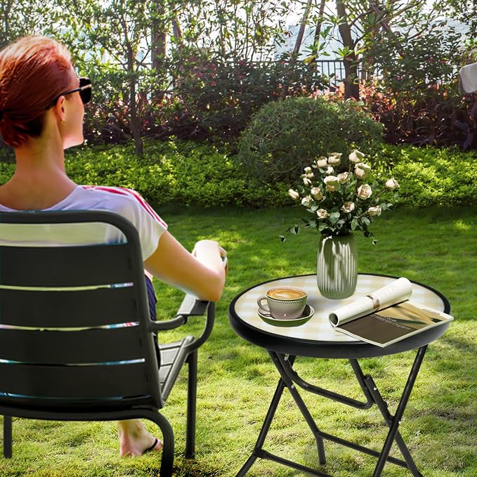Foldable Patio Side Tables, 17.7" Small End Table Outdoor Weatherproof - Image 7