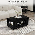 39" Wood Coffee Table for Living Room, Sides Storage - Image 5