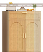 Rattan Buffet Sideboard Set of 2, Boho Buffet Cabinet - Image 7