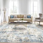 LOONGRUG 4x6 Area Rug Machine Washable Neutral Modern Abstract Rugs Blue | Soft - Image 5