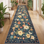 DUKINO 3x12 Washable Runner Rug Long Hallway Runner Rug Non Slip Navy Blue | by DUKINO