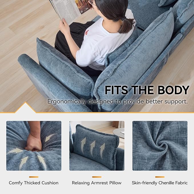 113'' V Shaped Cloud Sectional Sofa, Oversized Deep Seat Couches - Image 4
