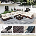UPHA 9 Pieces Patio Furniture Sets, Wicker Outdoor Sectional Sofa Couch - Image 3