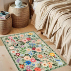 PLHXFR 2x3 Small Entryway Rug: Floral Washable Indoor Soft Carpet Green | - Image 3