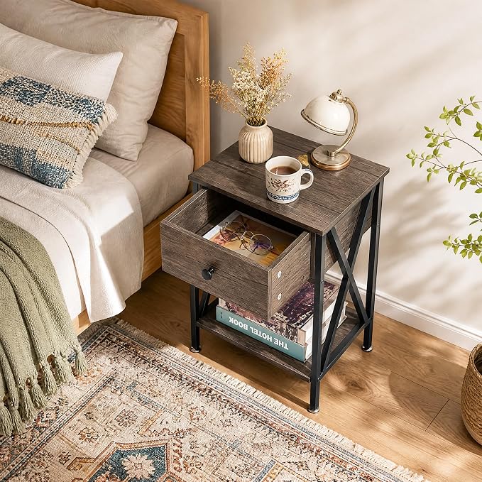 VECELO Nightstands Set of 2, Modern Bedside End Tables, Night Stands - Image 6