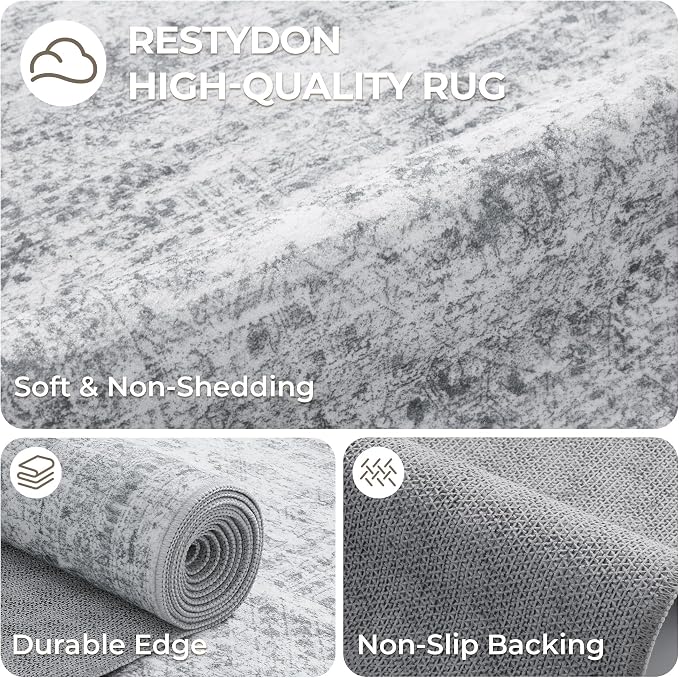 3x4 Rugs for Entryway, Washable Area Rug, Neutral Rug, Stain Resistant Indoor - Image 7