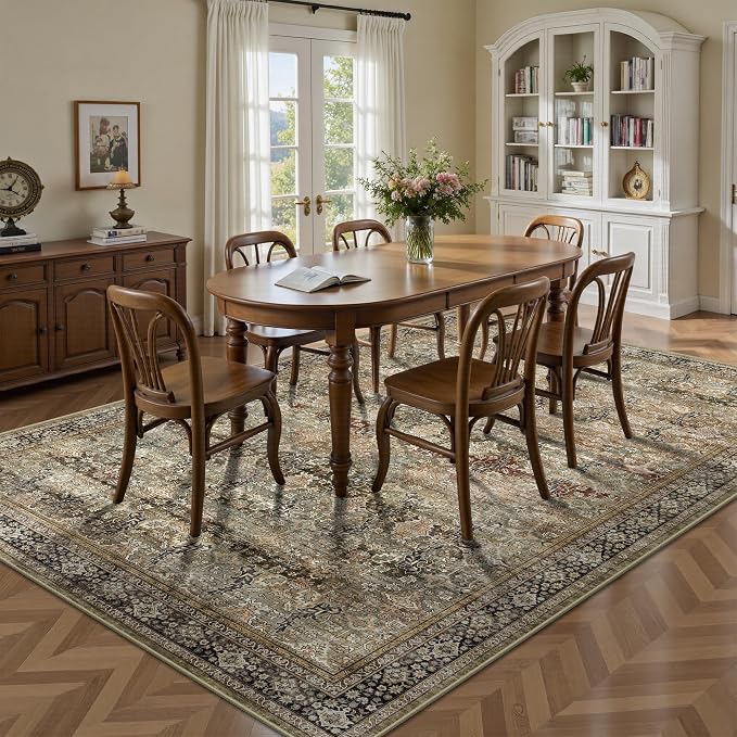 6x9 Area Rugs - Washable Vintage Retro Living Room Rug, Soft Ultra Thin Non - Image 4