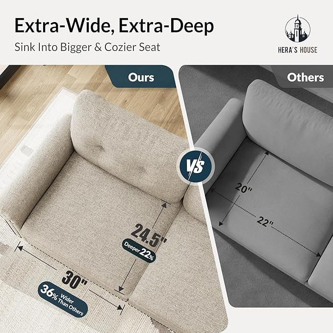 HERA'S HOUSE 3 Pieces Modular Sectional Sofa Sets, Oversized Couch Set - Image 2