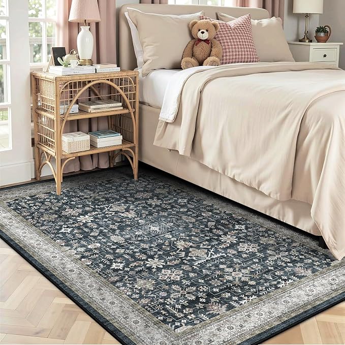 Washable Area Rug 4x6 for Living Room Bedroom | Low Pile; Non Slip;Machine - Image 4