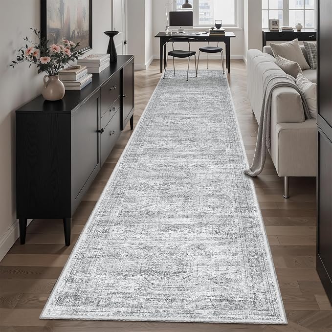 Soalmost Hallway Runner Rug 2'6" x 12' Washable Long Kitchen Rugs Grey | - Image 2