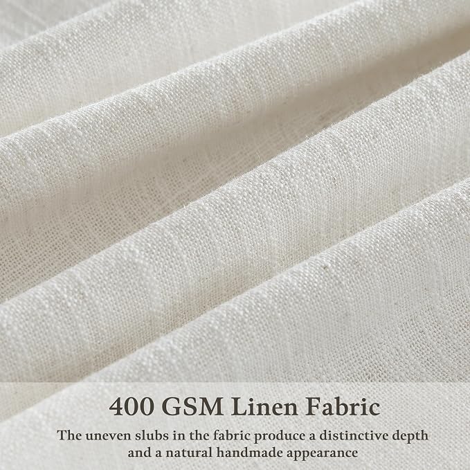 Pinch Pleated Linen Semi Sheer Beige Curtains 54 Inches Length | Pinch Pleat - Image 6