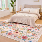DUKINO 8x10 Area Rugs, Floral Washable Living Room Rug Non Slip, Stain Resistant - Image 7