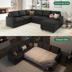 HONBAY Sectional Couch with Pull Out Bed, Sectional Sleeper Sofa with Storage - Image 3