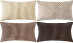 Set of 4 Beige Brown Coffee Decorative Throw Pillow Covers 12x20 Inch Corduroy by Cozoomy