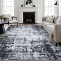 5x8 Area Rug Living Room: Modern Washable Soft Carpet Dark Black | by FXRHLP