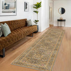 3x10 Long Runner Rugs for Hallway Non Slip, Geometric Floral Design Washable by HazoHaus