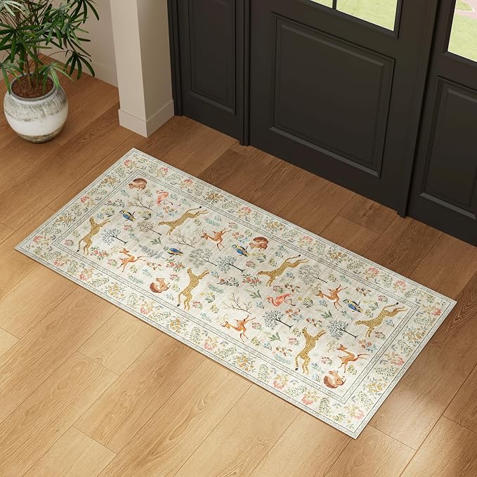 DUKINO 2x5 Rug for Hallway, Washable Animal Runner Rug Non Slip, Stain Resistant - Image 3