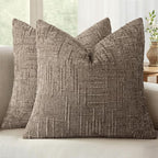 MIULEE Chenille Textured Euro Pillow Covers Taupe Grey 22x22 Set of 2 | Slubby by MIULEE