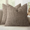 MIULEE Chenille Textured Euro Pillow Covers Taupe Grey 24x24 Set of 2 | Slubby by MIULEE