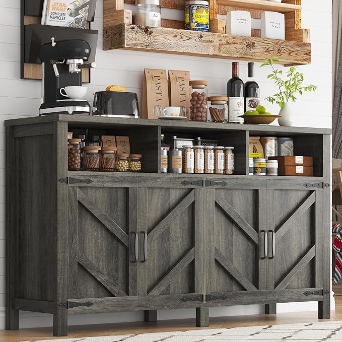 knoworld Buffet Sideboard with Storage Farmhouse with 4 Doors, Dining Room by KNOWORLD