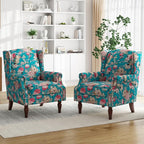 Pia Ricco Set of 2 Floral Accent Chairs, High Back Upholstered Armchairs by PiaRicco
