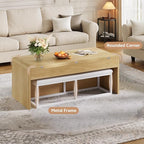Coffee Table with Bench, 4-in-1 Multi-Function Coffe Table w/Curved Corner - Image 5