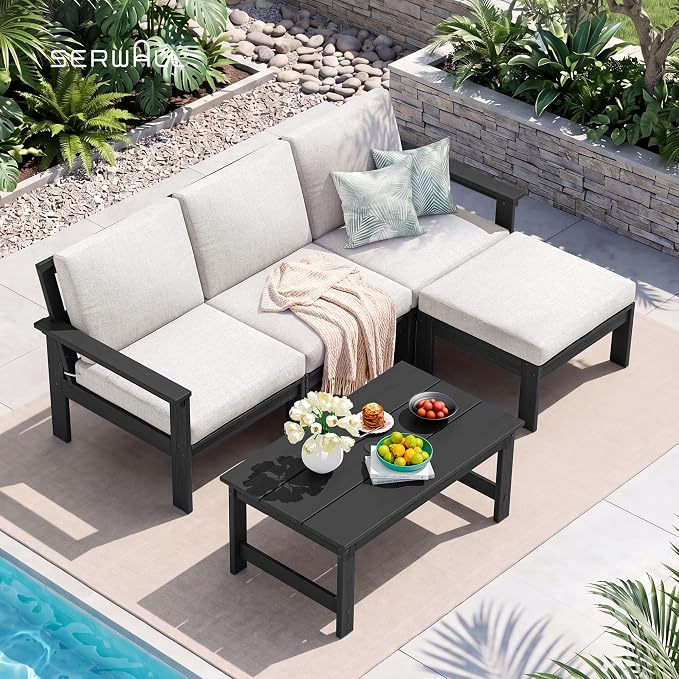 SERWALL Outdoor Ottoman with Cushions - Image 6