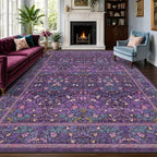 Washable Plum Purple Rug for Bedroom - Image 3
