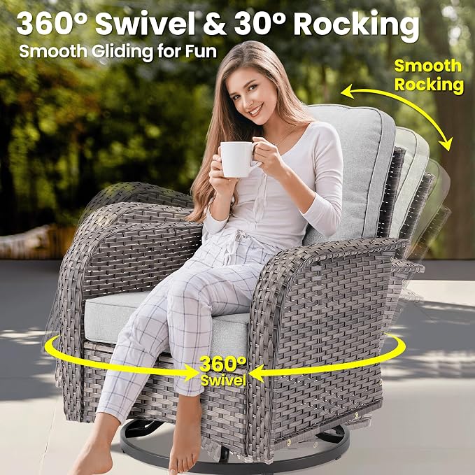 ovios 8 Pieces Patio Furniture Set, Outdoor Wicker Sofa Couch - Image 2