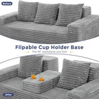 MAXYOYO Loveseat Sofa Bed, Striped Faux Fur Foldable Floor Sofa Couch in A Box - Image 7