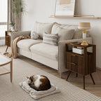 JOONEE Nightstand with Charging Station and LED Lights, Modern Bedside Table - Image 3