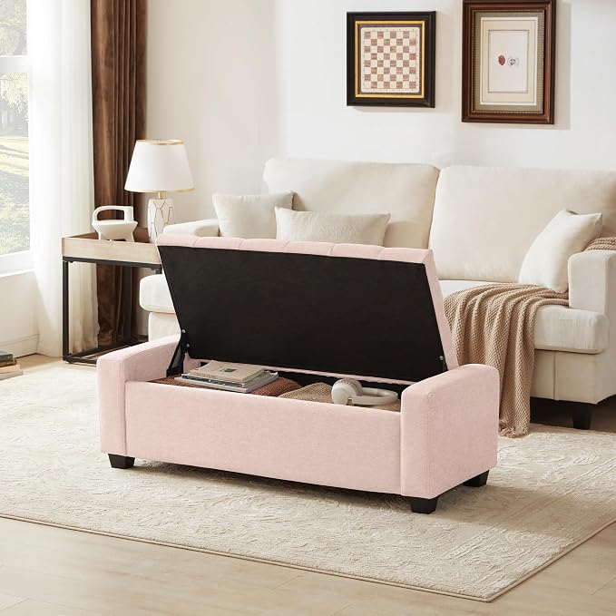 Huatean Home 48" Ottoman with Storage, Upholstered Entryway Bench with Seating - Image 3